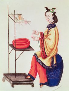 Une femme chinoise fabriquant une bobine, période Qianlong (1736-96) - Chinese School